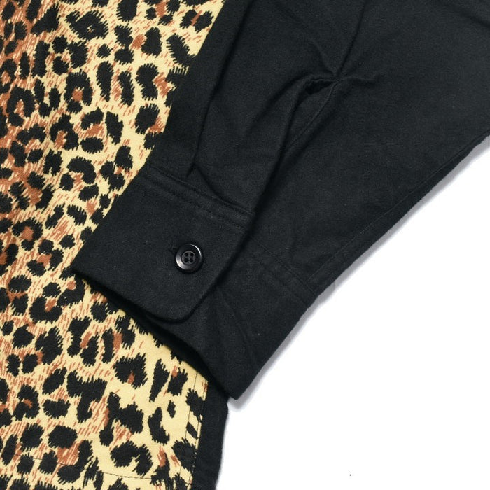 SE29576 Flannel Sports Shirt "LEOPARD x PLAIN" - YELLOW