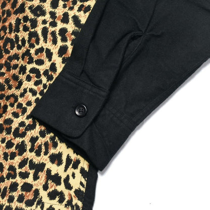 SE29576 Flannel Sports Shirt "LEOPARD x PLAIN" - YELLOW