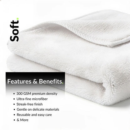 White microfiber cloth included in a sneaker cleaning kit used for wiping and polishing shoes during cleaning