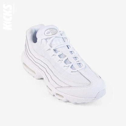 White round shoestrings on white sneakers by Kicks Shoelaces