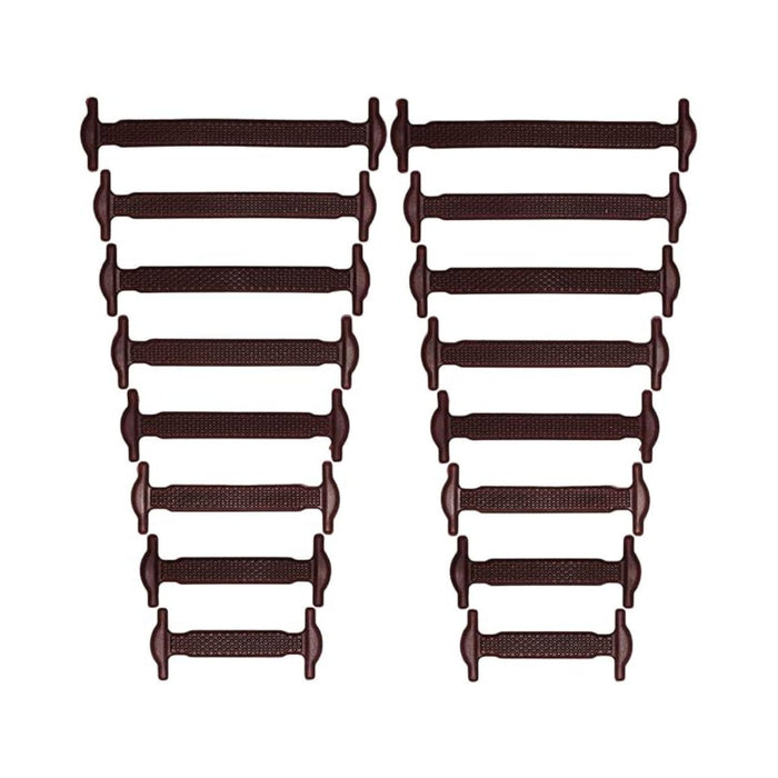 Brown silicone no-tie shoe laces for sneakers transforming shoes into slip-ons by Kicks Shoelaces.
