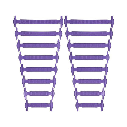 Purple silicone no-tie shoe laces for sneakers transforming shoes into slip-ons by Kicks Shoelaces.