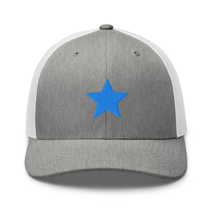 Heather Grey/White / One Size Fits Most / Trucker Hat | Embroidered Star