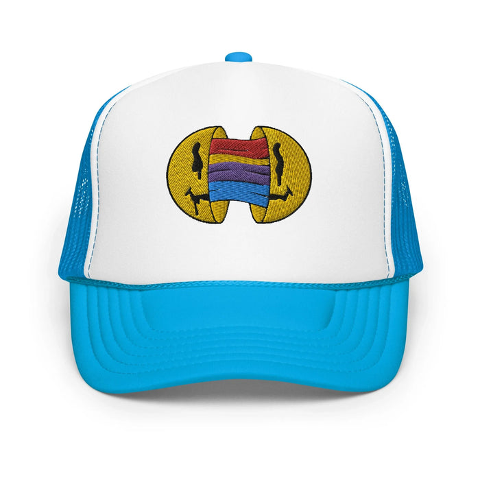 Blue / White / Blue / One Size Fits Most / Smiley Face Hat | Embroidered