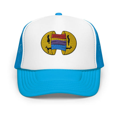 Blue / White / Blue / One Size Fits Most / Smiley Face Hat | Embroidered