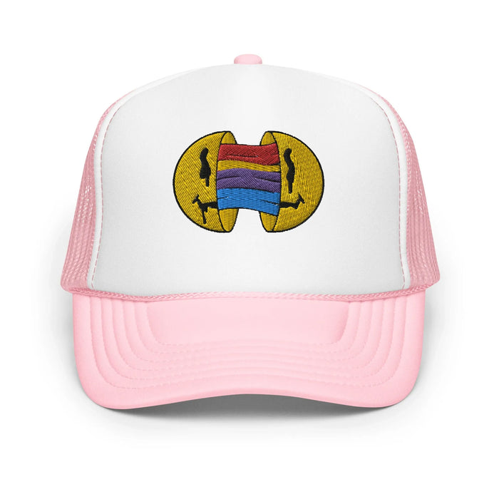 Light Pink / White / Light Pink / One Size Fits Most / Smiley Face Hat | Embroidered