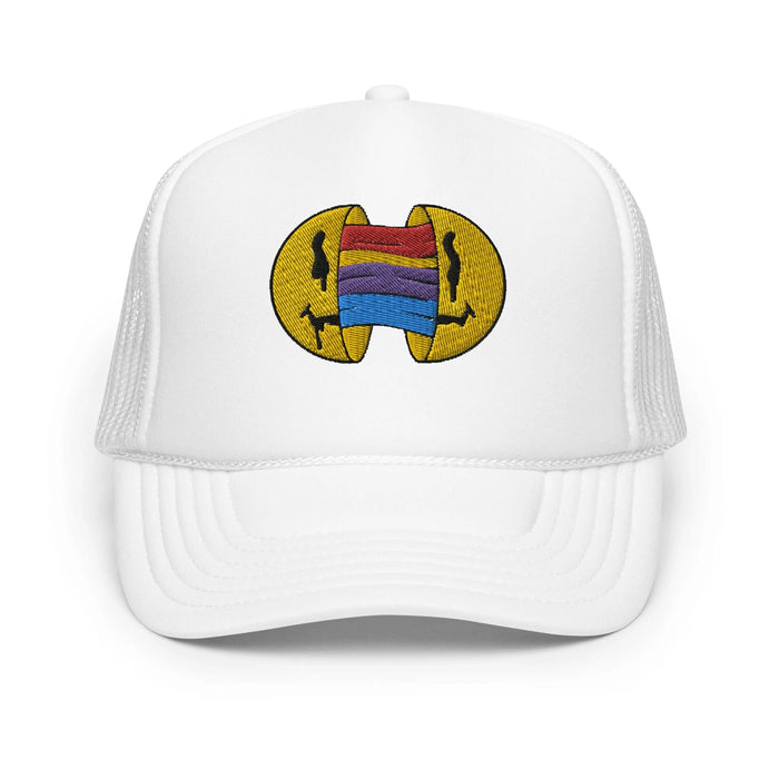 White / One Size Fits Most / Smiley Face Hat | Embroidered