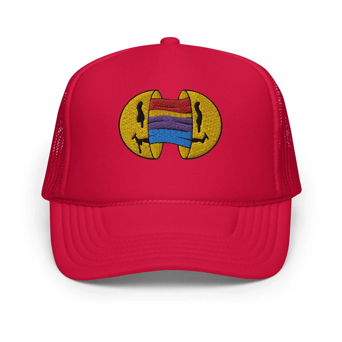 Red / One Size Fits Most / Smiley Face Hat | Embroidered