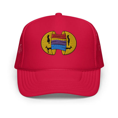 Red / One Size Fits Most / Smiley Face Hat | Embroidered
