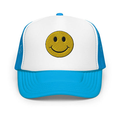 Blue / White / Blue / One Size Fits Most / Smiley Face Hat | Embroidered