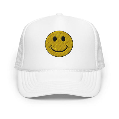 White / One Size Fits Most / Smiley Face Hat | Embroidered