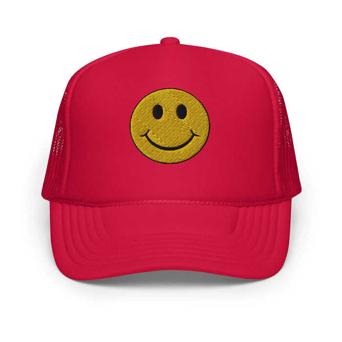 Red / One Size Fits Most / Smiley Face Hat | Embroidered