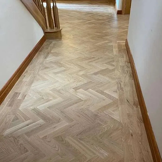 Solid European Oak Herringbone - 70mm – Rustic Smoked and Tumbled - Smoked Tumbled Oak