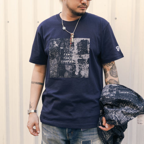 SQUARE JACQUARD TEE (FA25) - NAVY