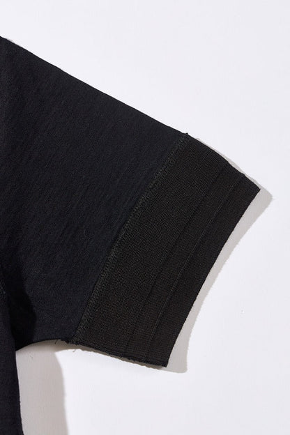 SS-5396-IDBK Ribbed Cuff Pocket T-shirt - INDIGO BLACK