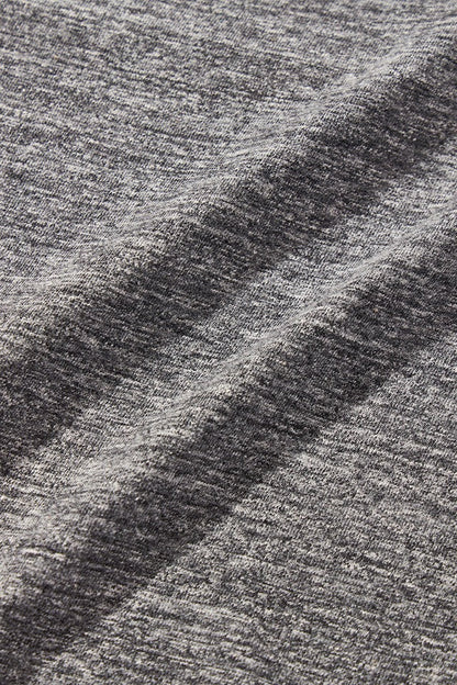SS-5397-DGY] Ribbed Cuff Henley Neck T-shirt - Dark Heather Gray