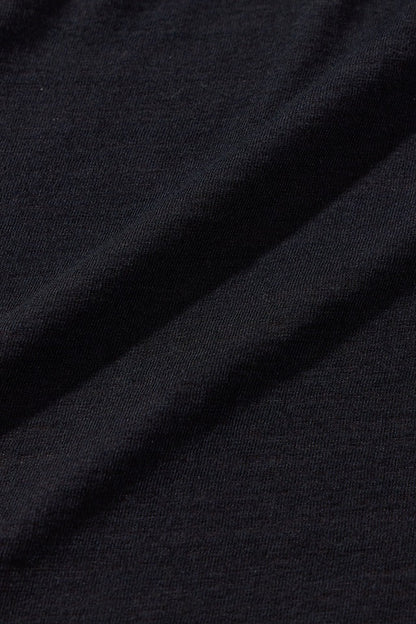 SS-5397-IDBK] Ribbed Cuff Henley Neck T-shirt - Indigo Black