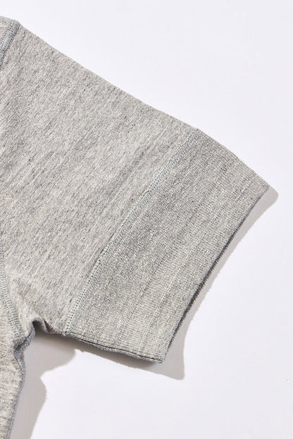 SS-5397-LGY Ribbed Cuff Henley Neck T-shirt - LIGHT HEATHER GRAY