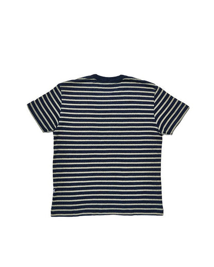 SS-5407-1 Heavyweight Striped Short Sleeve T-shirt - INDIGO X BEIGE