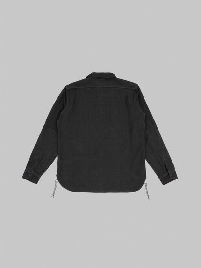 SSN24-01W OVERDYED SASHIKO FLANNEL WORK SHIRT - BLACK