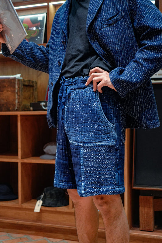 STARRY SASHIKO PATCHWORK PANTS - INDIGO