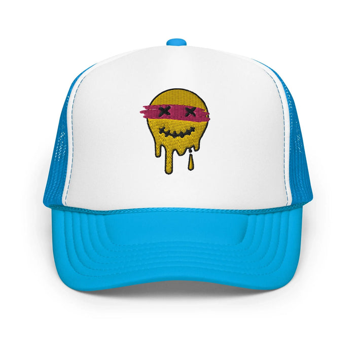 Blue / White / Blue / One Size Fits Most / Smiley Face Hat | Embroidered
