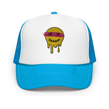 Blue / White / Blue / One Size Fits Most / Smiley Face Hat | Embroidered