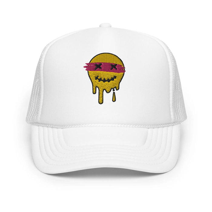 White / One Size Fits Most / Smiley Face Hat | Embroidered