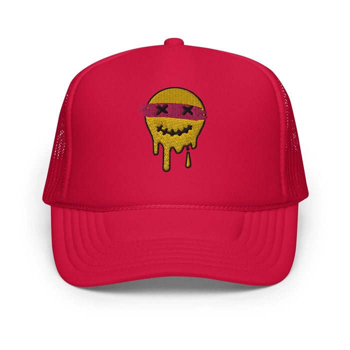 Red / One Size Fits Most / Smiley Face Hat | Embroidered