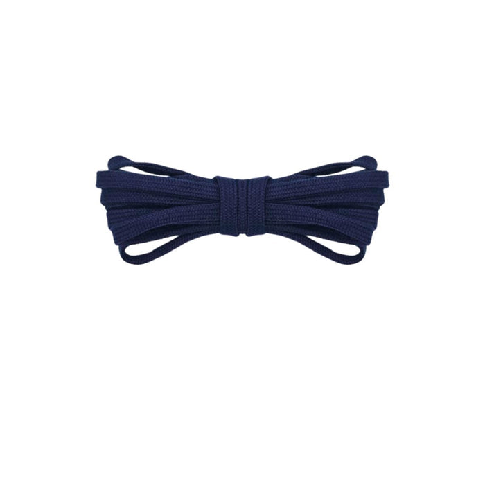 Navy blue thin flat shoe laces 5mm for running shoes, soccer cleats and sneakers by Kicks Shoelaces