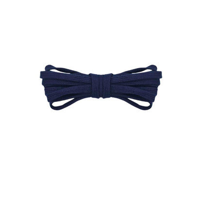 Navy blue thin flat shoe laces 5mm for running shoes, soccer cleats and sneakers by Kicks Shoelaces