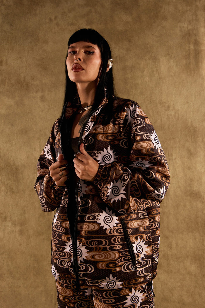 TOMAS TOMAS ZIP-UP JACKET - BLACK/BROWN