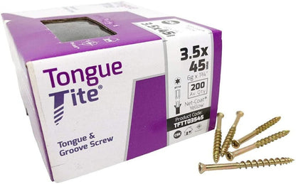 Tongue-Tite Tongue and Groove Screw 3.5 x 45mm Torx Drive Zinc Yellow (Box of 200)