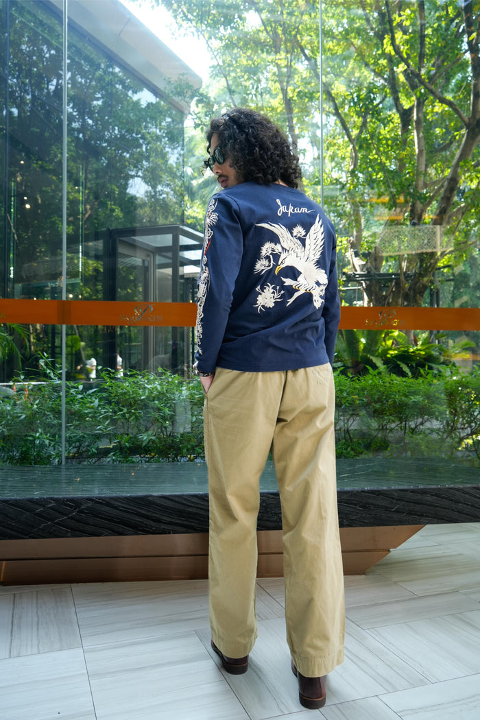 TT69647 LONG SLEEVE SUKA T-SHIRT EMBROIDERED “EAGLE” - NAVY