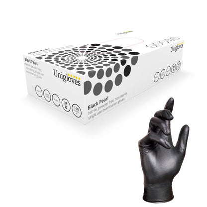 UNIGLOVES Black Pearl Nitrile Gloves (Box Of 100)