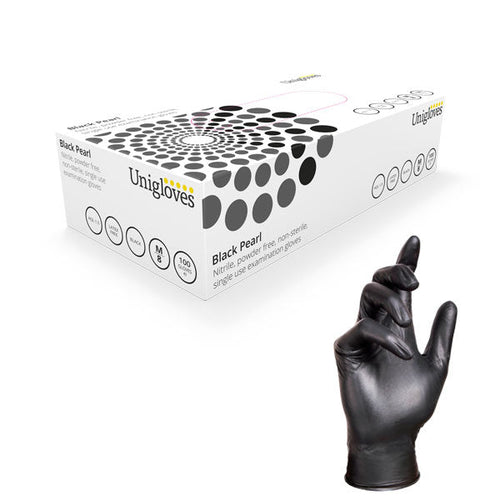 UNIGLOVES Black Pearl Nitrile Gloves (Box Of 100)