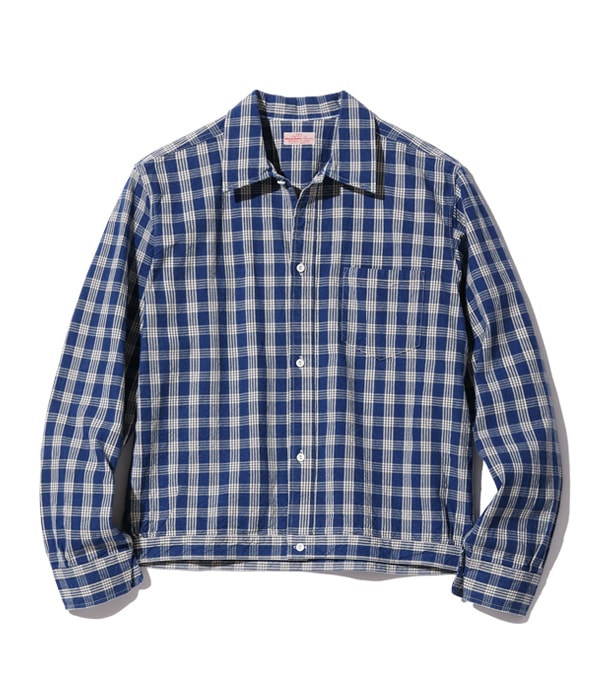 US13487 UNION SUPPLY PALAKA CHECK SHIRT BLOUSE - INDIGO