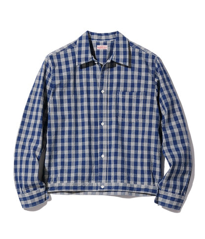 US13487 UNION SUPPLY PALAKA CHECK SHIRT BLOUSE - INDIGO