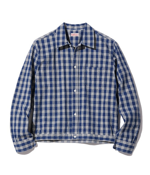 US13487 UNION SUPPLY PALAKA CHECK SHIRT BLOUSE - INDIGO