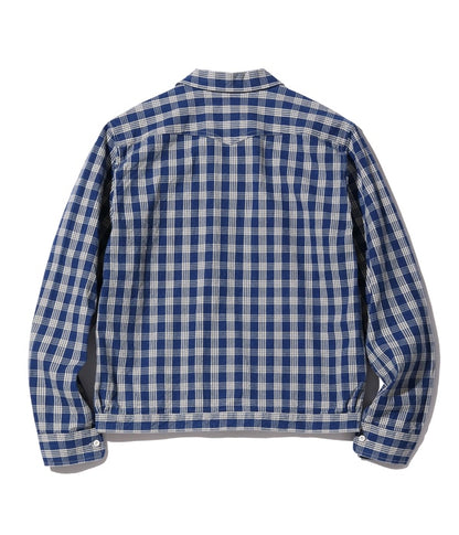 US13487 UNION SUPPLY PALAKA CHECK SHIRT BLOUSE - INDIGO