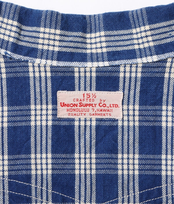 US13487 UNION SUPPLY PALAKA CHECK SHIRT BLOUSE - INDIGO