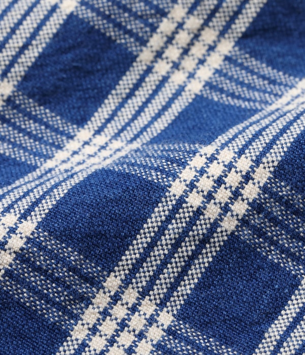 US13487 UNION SUPPLY PALAKA CHECK SHIRT BLOUSE - INDIGO