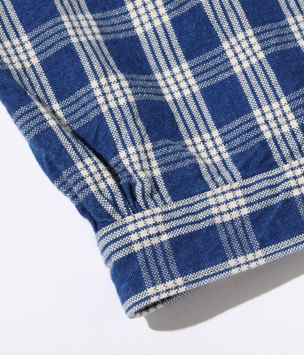 US13487 UNION SUPPLY PALAKA CHECK SHIRT BLOUSE - INDIGO