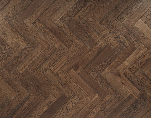 V4 Deco Tannery Brown herringbone wood floors
