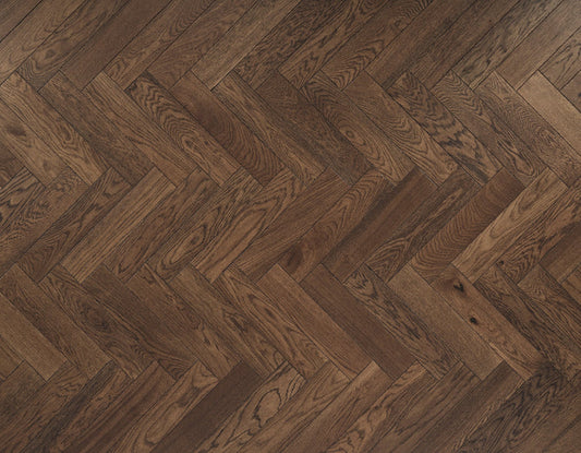 V4 Deco Tannery Brown herringbone wood floors