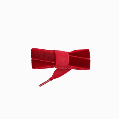 Lux red velvet fat laces for Adidas, Vans, and Converse sneakers by Kicks Shoelaces.