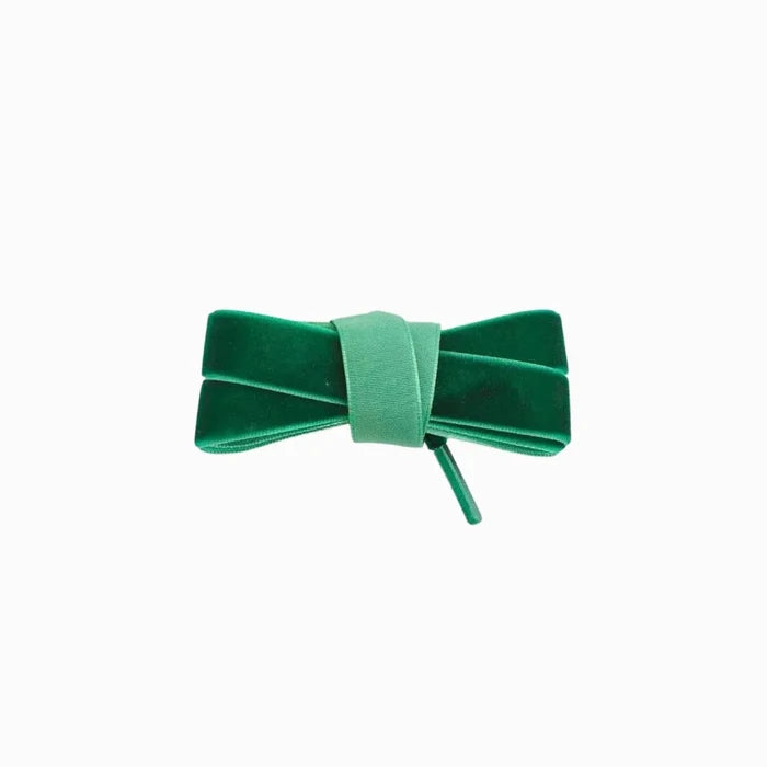 Green velvet fat laces for Adidas, Vans, and Converse sneakers by Kicks Shoelaces.
