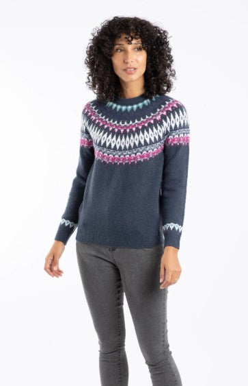 Weird Fish Lowell Fair Isle Jumper Navy