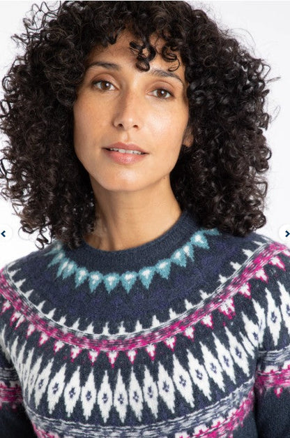Weird Fish Lowell Fair Isle Jumper Navy