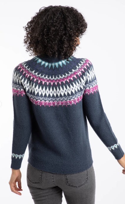 Weird Fish Lowell Fair Isle Jumper Navy